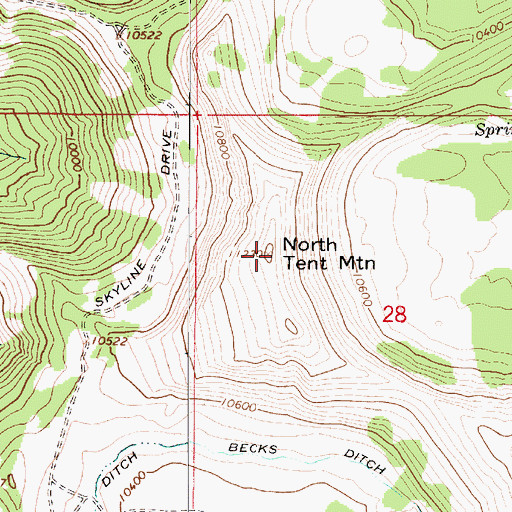 Topographic Map of North Tent Mountain, UT