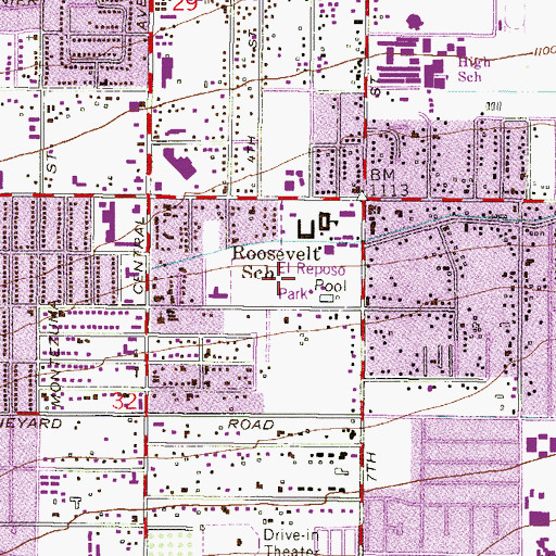 Topographic Map of El Reposa Park, AZ