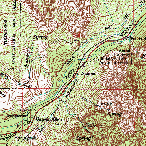 Topographic Map of Nunns, UT