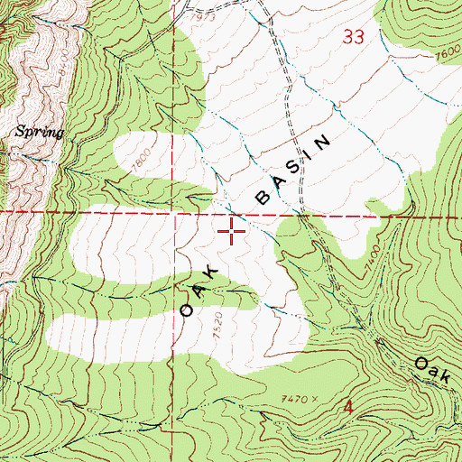 Topographic Map of Oak Basin, UT