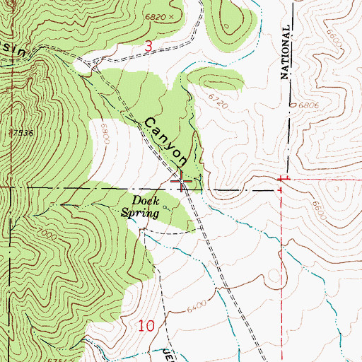 Topographic Map of Oak Basin Canyon, UT