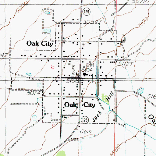 Topographic Map of Oak City, UT