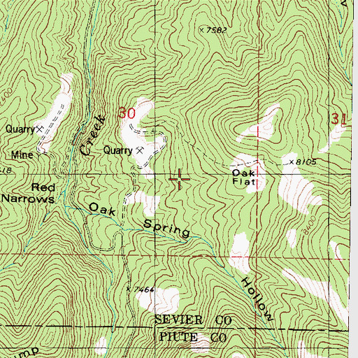 Topographic Map of Oak Flat, UT