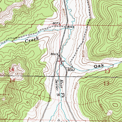 Topographic Map of Oak Hollow, UT