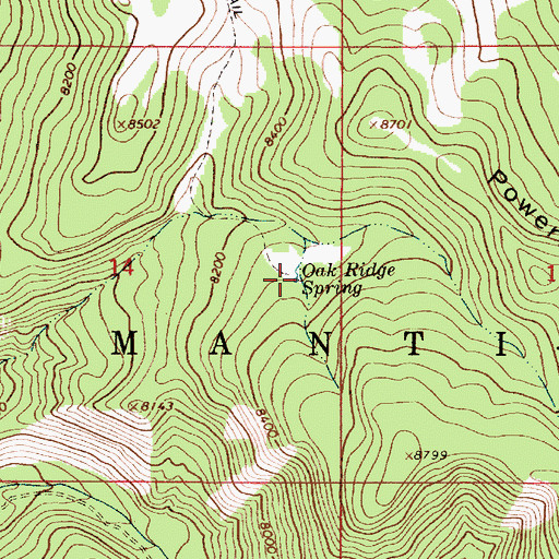 Topographic Map of Oak Ridge Spring, UT
