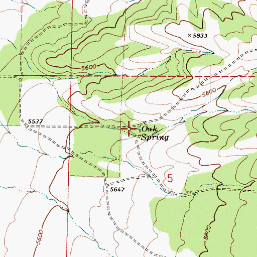 Topographic Map of Oak Spring, UT