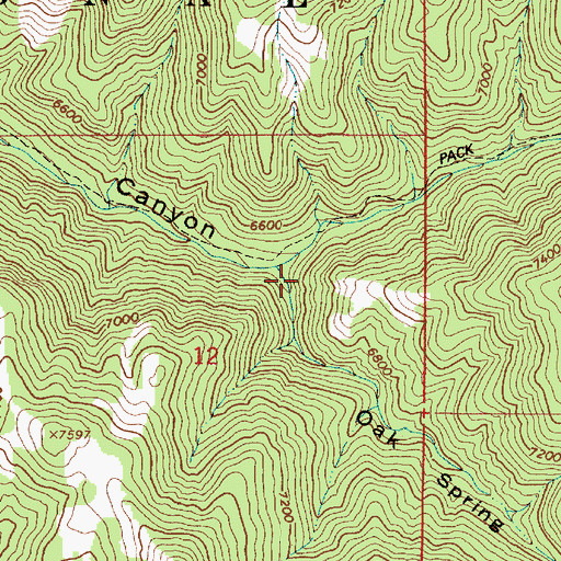 Topographic Map of Oak Spring Canyon, UT