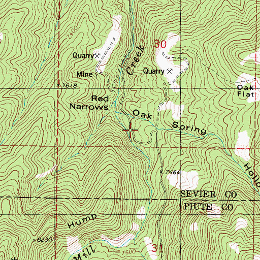 Topographic Map of Oak Spring Hollow, UT