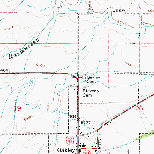 Topographic Map of Oakley Cemetery, UT