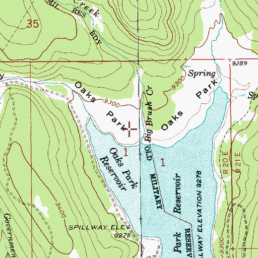 Topographic Map of Oaks Park, UT