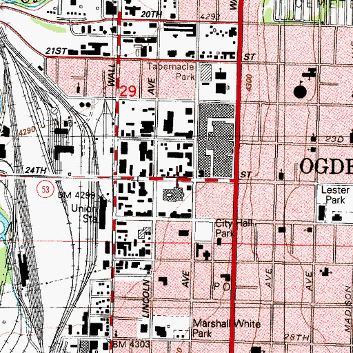 Topographic Map of Ogden, UT