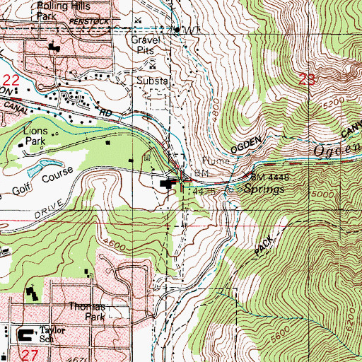 Topographic Map of Ogden Canyon, UT