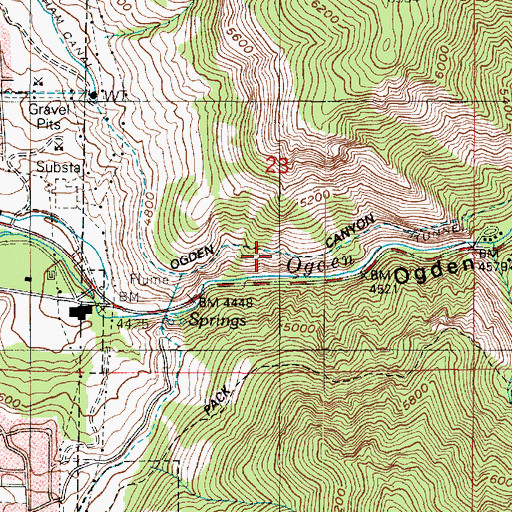 Topographic Map of Ogden Canyon Tunnel, UT