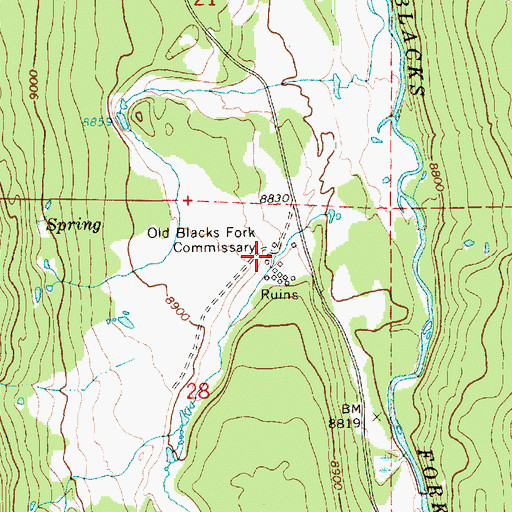 Topographic Map of Old Blacks Fork Commissary, UT