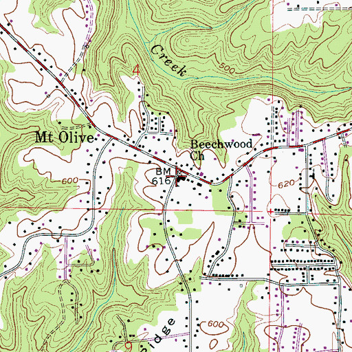 Topographic Map of Mount Olive Junior High School, AL