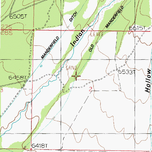 Topographic Map of Old Manderfield Ditch, UT