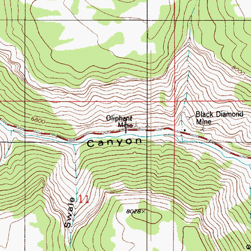 Topographic Map of Oliphant Mine, UT