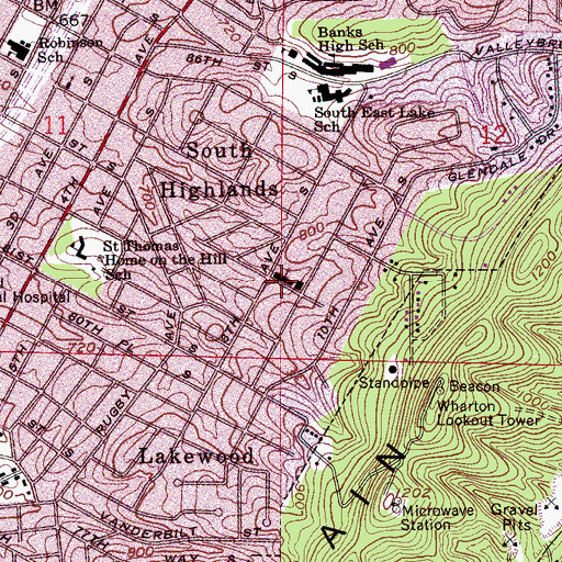 Topographic Map of Mount Vernon Baptist Church, AL