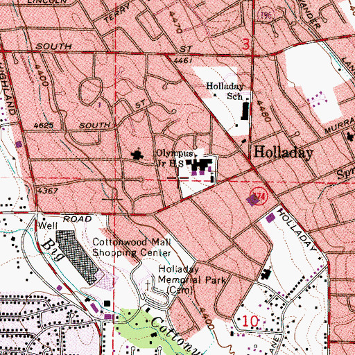 Topographic Map of Olympus Junior High School, UT