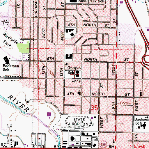 Topographic Map of Onequa School, UT