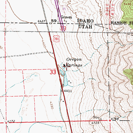 Topographic Map of Oregon Springs, UT