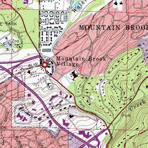 Topographic Map of Mountain Brook Elementary School, AL