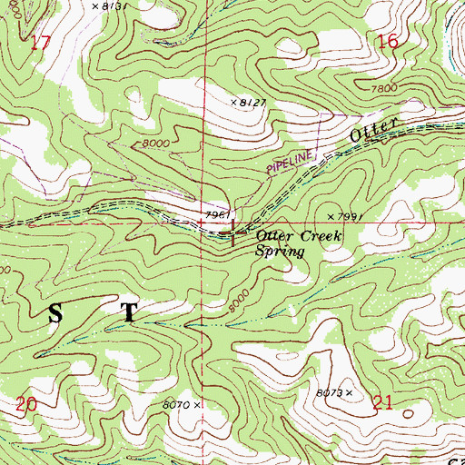 Topographic Map of Otter Creek Spring, UT