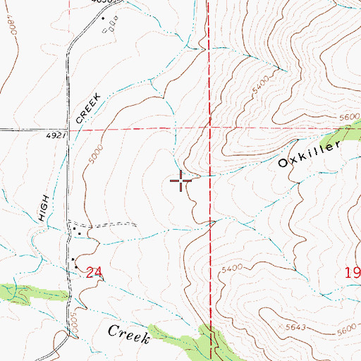 Topographic Map of Oxkiller Hollow, UT
