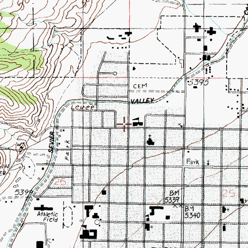 Topographic Map of Pahvant Elementary School, UT