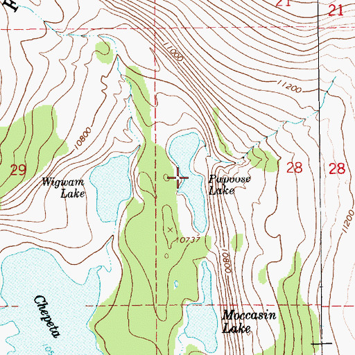 Topographic Map of Papoose Lake, UT