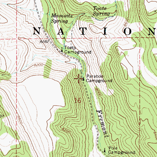 Topographic Map of Paraboo Campground, UT