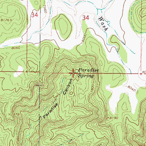 Topographic Map of Paradise Spring, UT