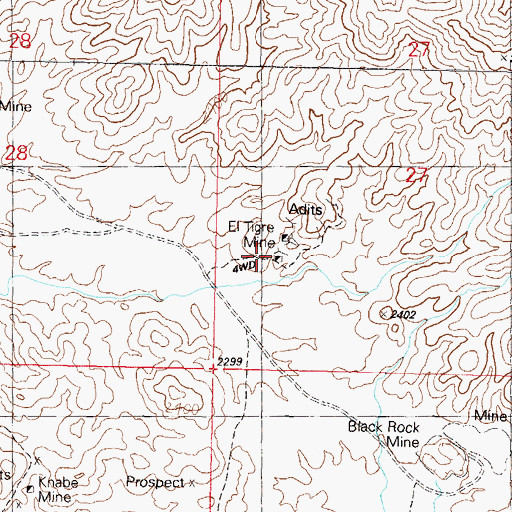 Topographic Map of El Tigre Mine, AZ