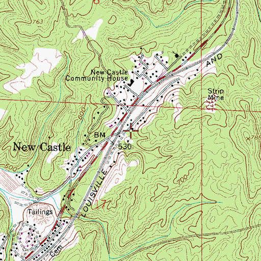 Topographic Map of New Castle Elementary School (historical), AL