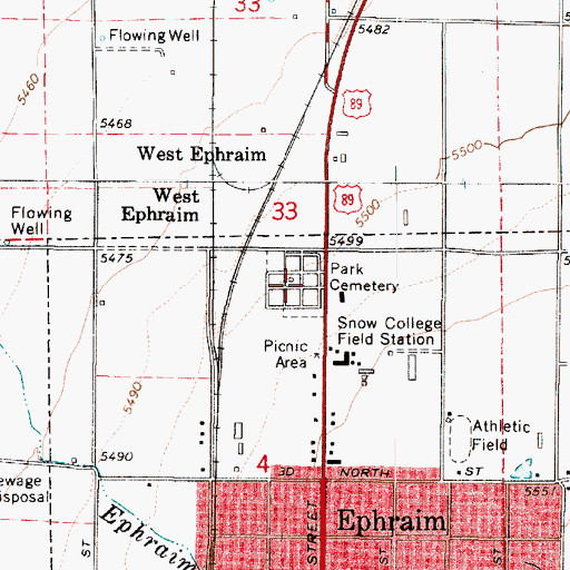 Topographic Map of Park Cemetery, UT