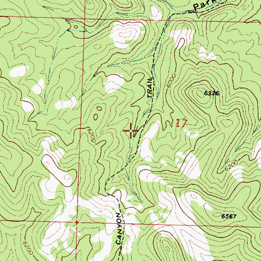 Topographic Map of Parker Canyon Trail, UT