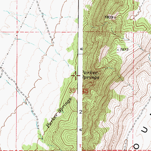 Topographic Map of Parker Springs, UT