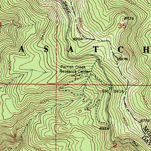 Topographic Map of Parrish Creek Research Center, UT