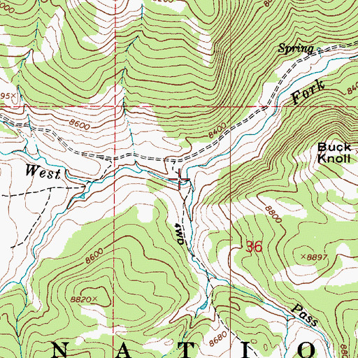 Topographic Map of Pass Creek, UT