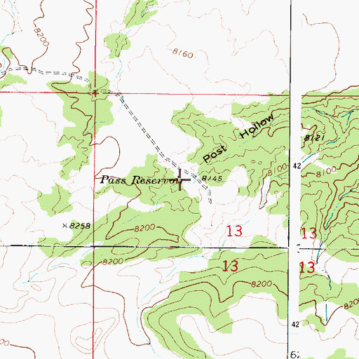 Topographic Map of Pass Reservoir, UT