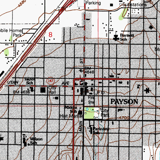 Topographic Map of Payson, UT