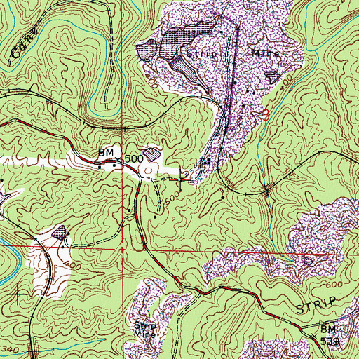 Topographic Map of Nebo (historical), AL
