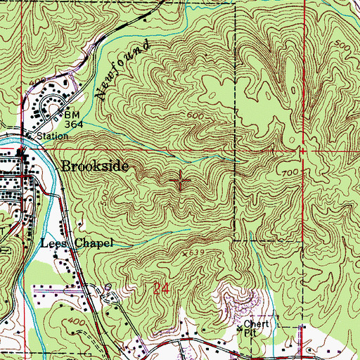 Topographic Map of New Found Mines, AL