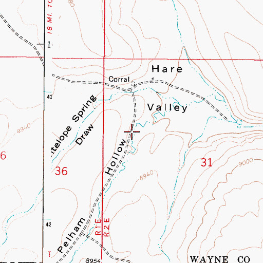 Topographic Map of Pelham Hollow, UT