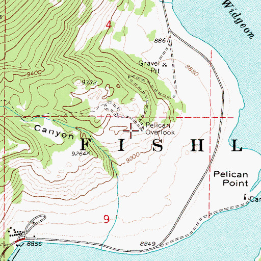 Topographic Map of Pelican Overlook, UT