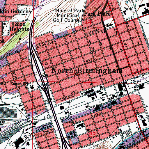 Topographic Map of North Birmingham Church of the Nazarene, AL
