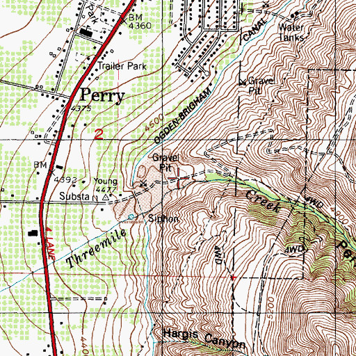 Topographic Map of Perry Canyon, UT