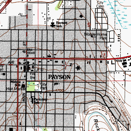Topographic Map of Peteetneet School, UT