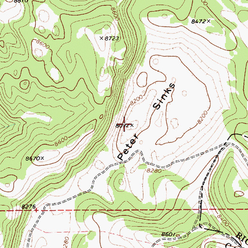 Topographic Map of Peter Sinks, UT