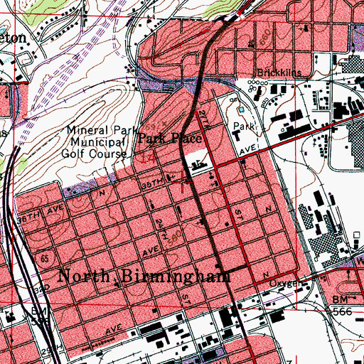 Topographic Map of North Birmingham Presbyterian Church, AL